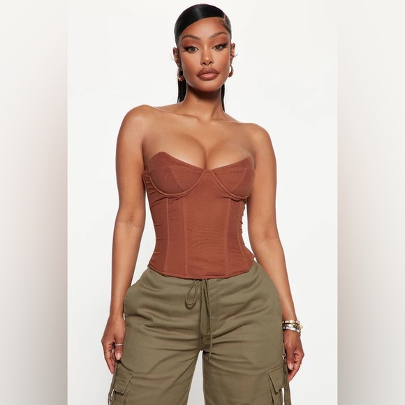 NWT Fashion Nova Endless Love Mesh Corset Top - Picture 1 of 11